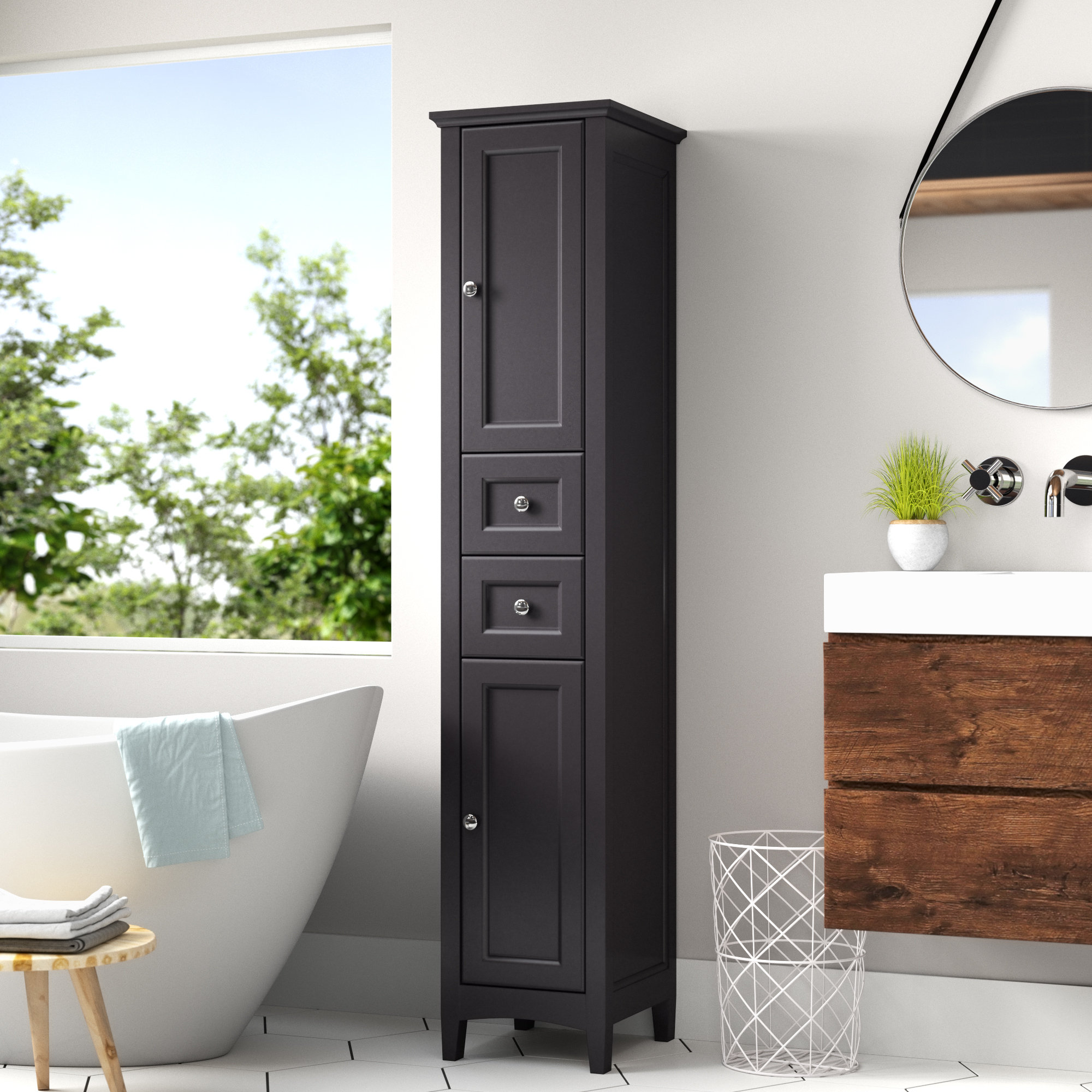 Fresca Oxford 14" W x 68" H x 15.75" D Free-Standing Bathroom Linen ...